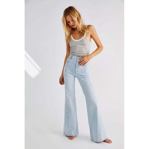 We The Free Light Blue Florence Flare Jeans Festival Boho Concert - Picture 1 of 15